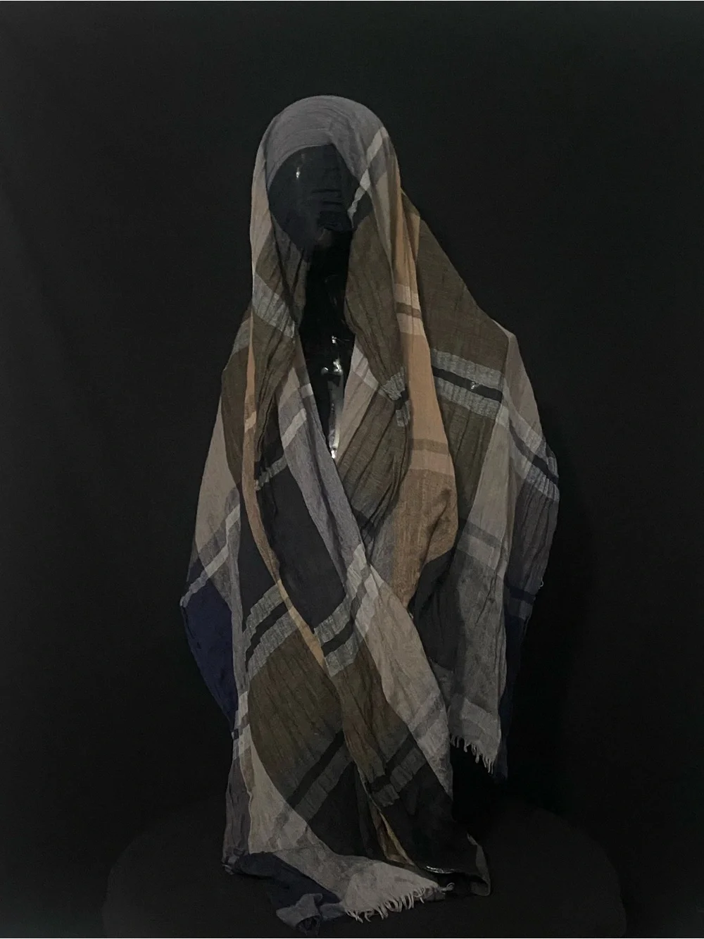 Neutral Multi-Striped Men's Scarf - Beige & Navy